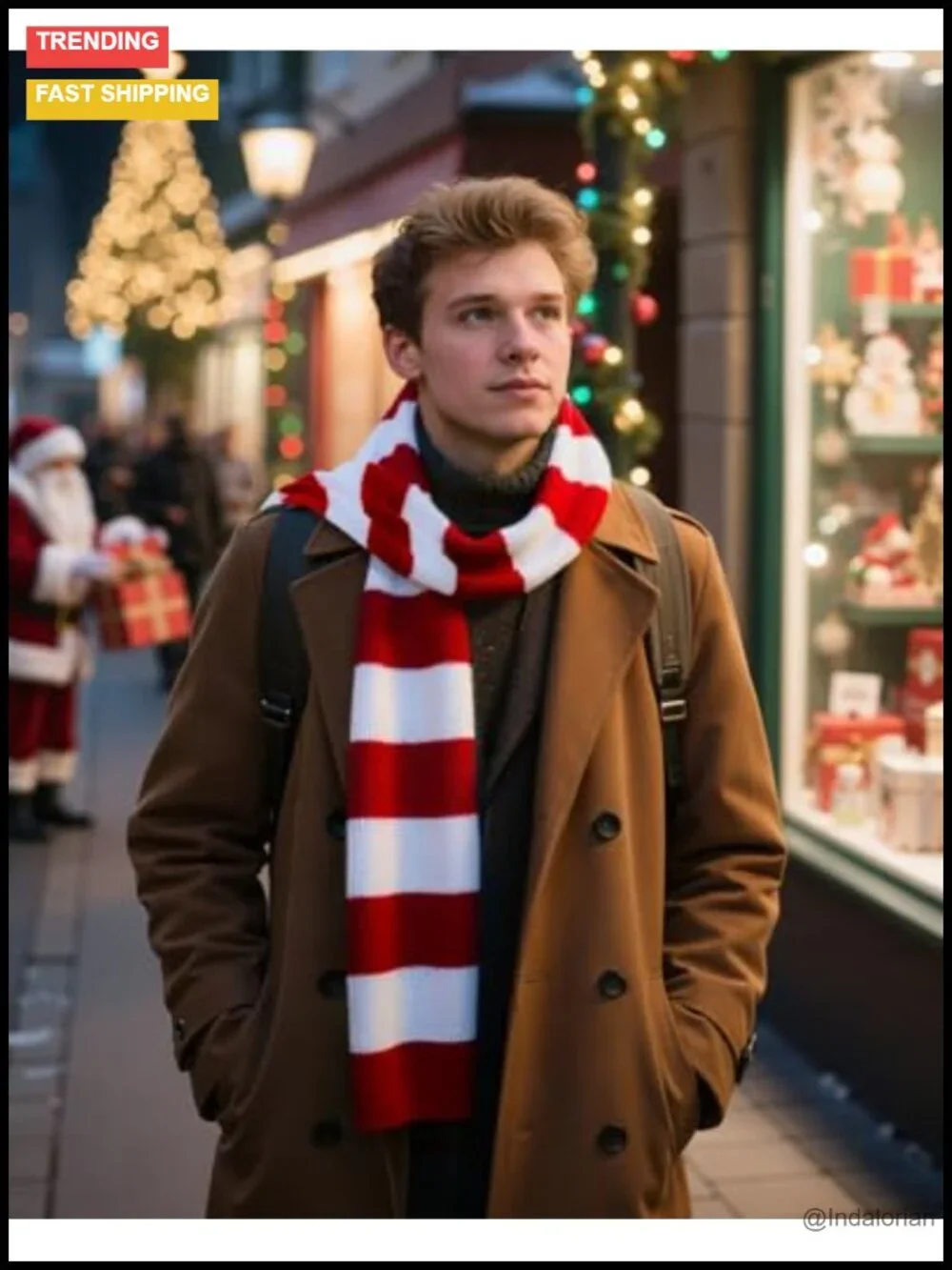 Acrylic Striped Winter Scarf for Men - Warm Long Costume Accessory